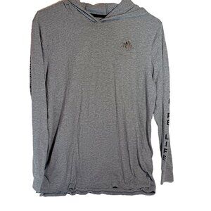 Adidas The Go To Tee Boys Gray Heather Long Sleeve Hooded T Shirt Logo Size XL